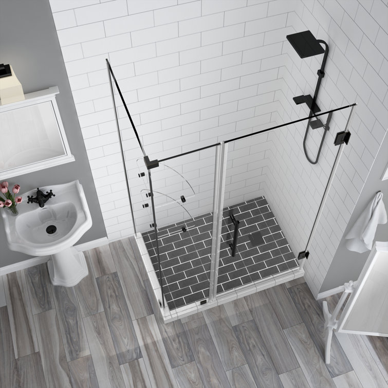 Bromley GS 72" Frameless Clear Glass Corner Shower Enclosure with Bronze Hardware
