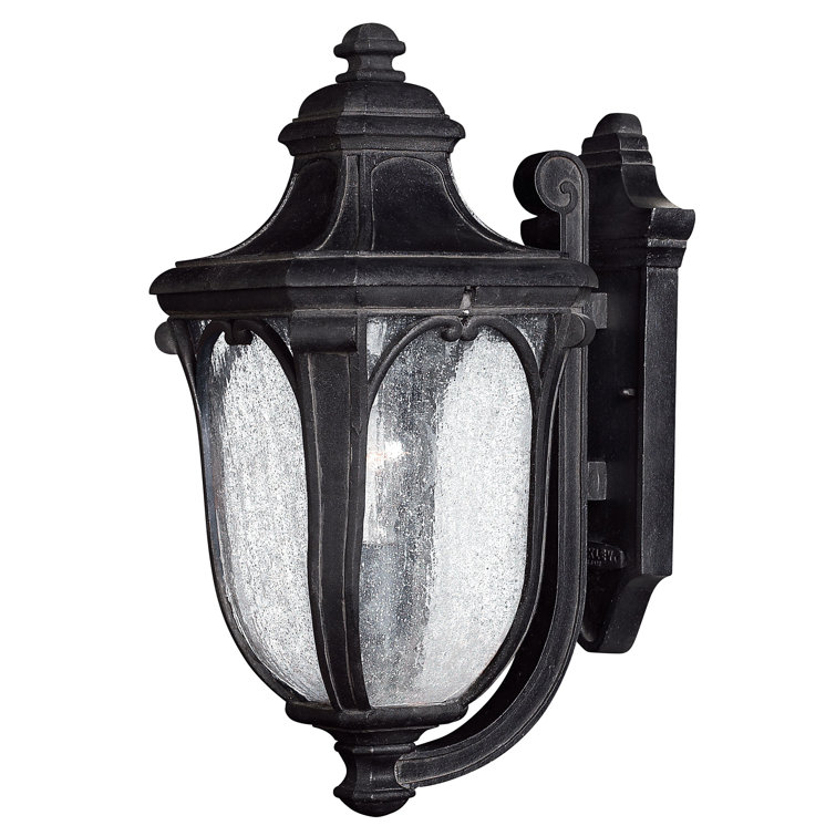 Museum Black Cast Aluminum Outdoor Wall Sconce with Seedy Glass