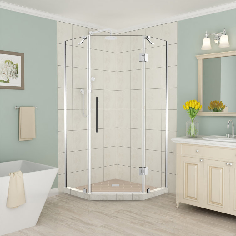 Merrick Chrome Frameless Neo-Angle Hinged Shower Enclosure
