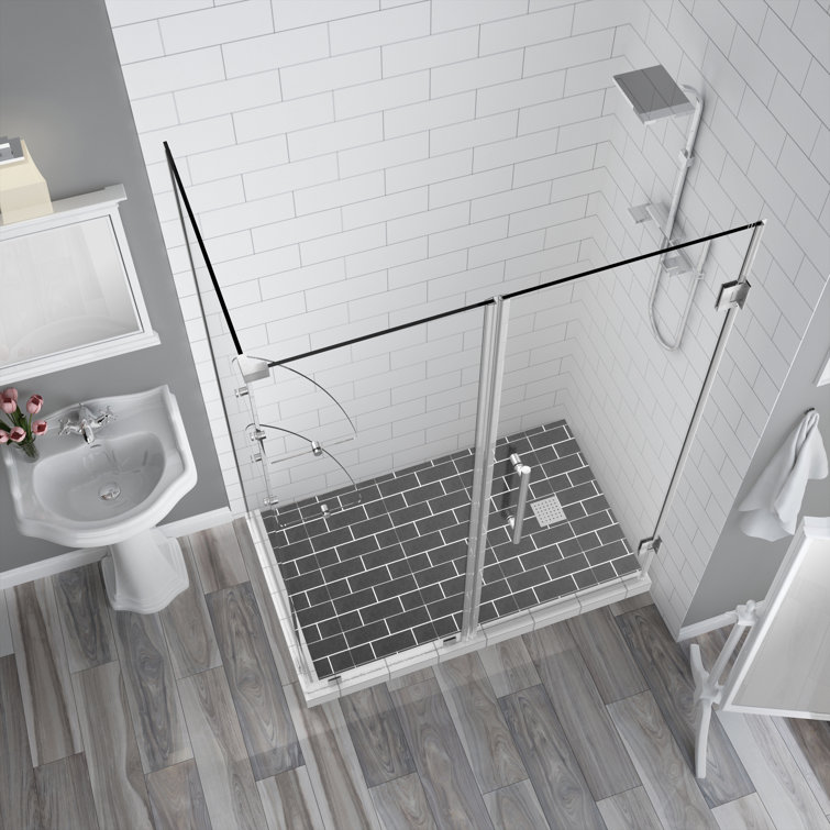 Bromley GS 70" x 72" Clear Glass Frameless Hinged Shower Enclosure