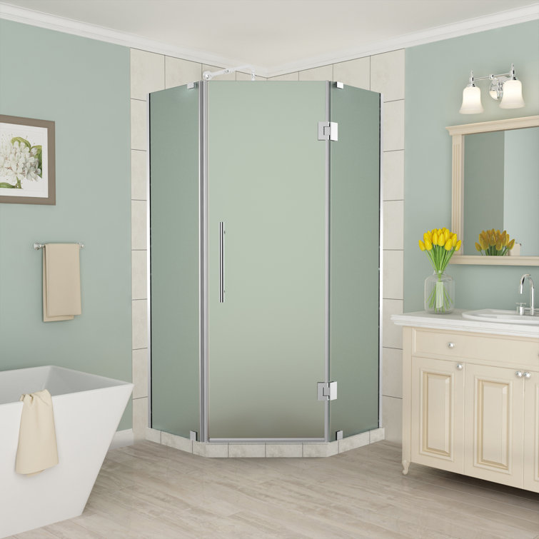 Merrick 36" x 72" Chrome Frameless Frosted Glass Shower Enclosure