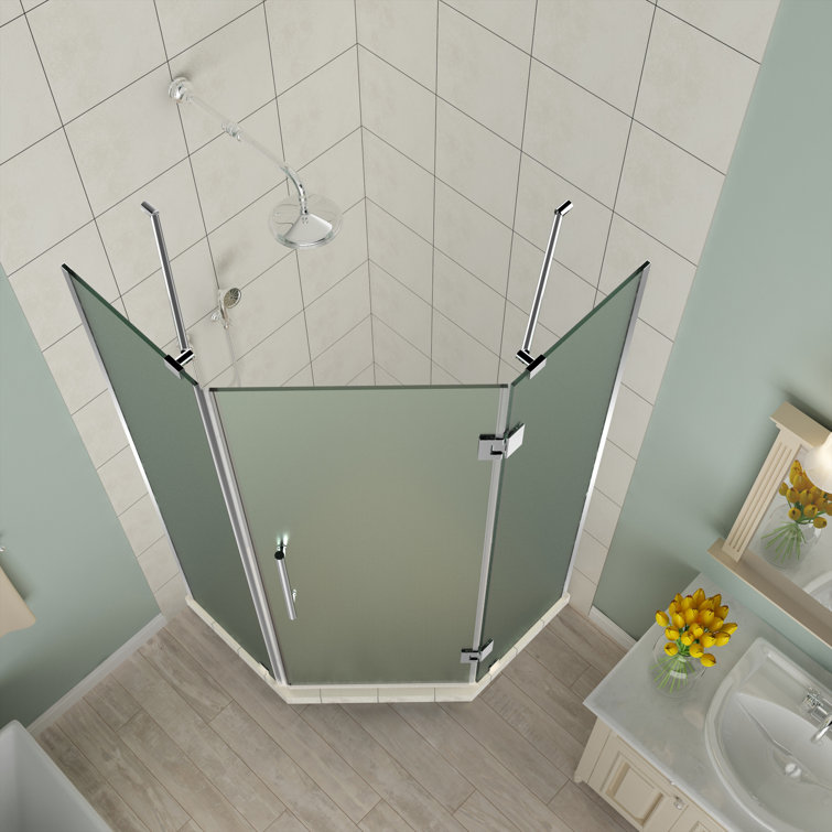 Merrick 36" x 72" Chrome Frameless Frosted Glass Shower Enclosure
