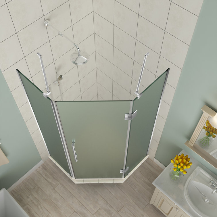 Merrick 38" x 72" Frameless Frosted Glass Neo-Angle Shower Enclosure