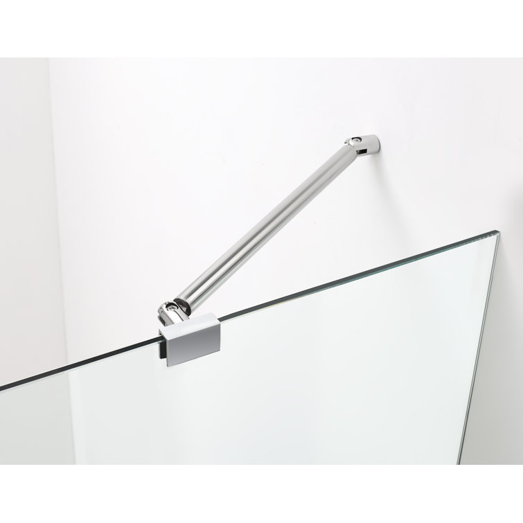 Belmore 36'' x 72'' Frameless Hinged Shower Door in Clear Tempered Glass and Stainless Steel