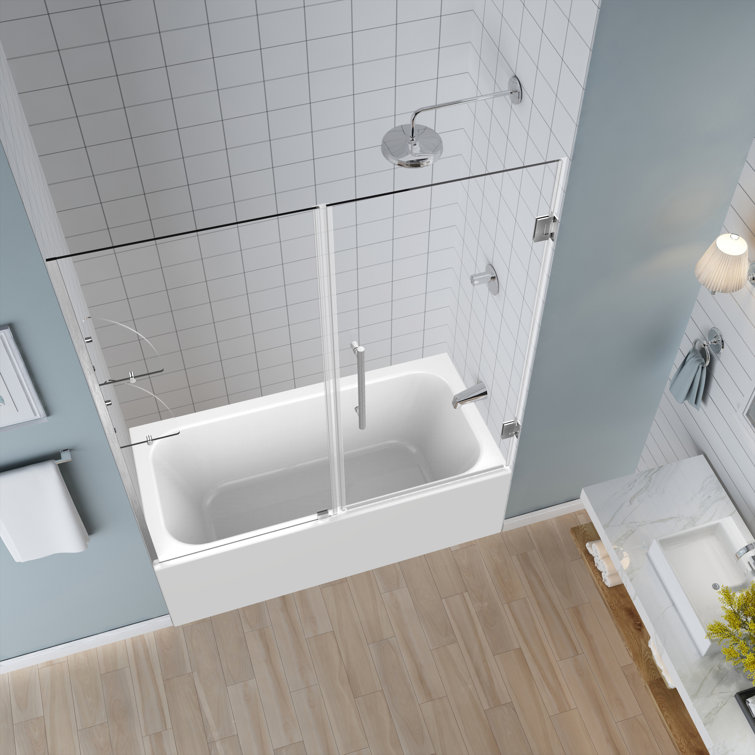 Belmore GS 60" x 60" Frameless Hinged Tub Door with Clear Glass and Stainless Steel Frame