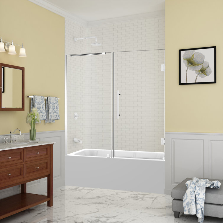 Belmore 60'' x 60'' Frameless Clear Tempered Glass Tub Door