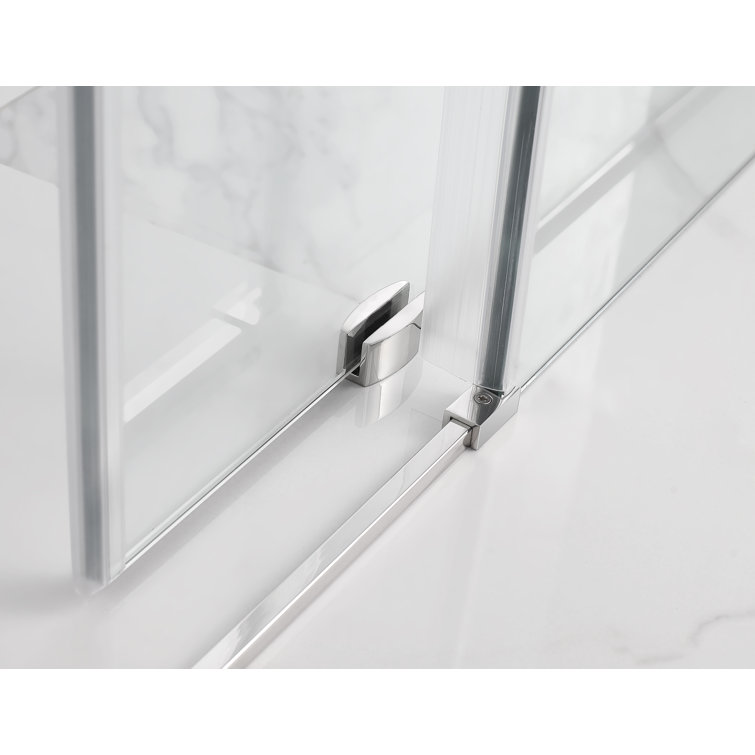 Coraline XL Frameless Chrome Sliding Shower Enclosure with Clear Glass