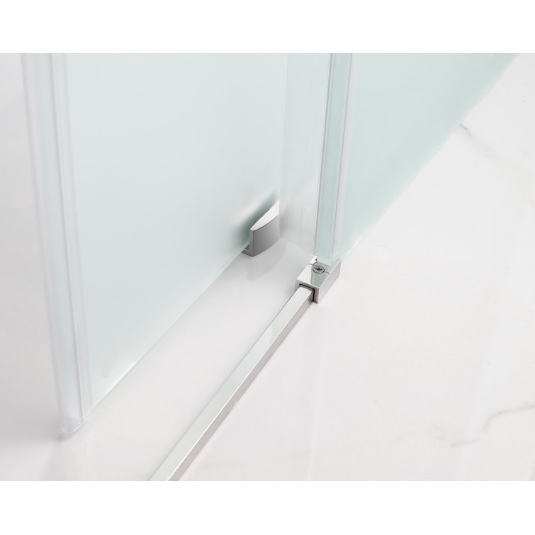 Coraline 76" x 48" Frameless Frosted Glass Sliding Shower Door in Chrome