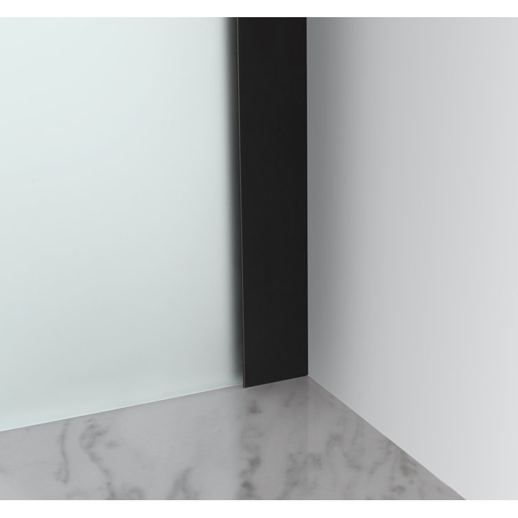 Belmore 34 x 72 Matte Black Frameless Hinged Shower Door with Frosted Glass