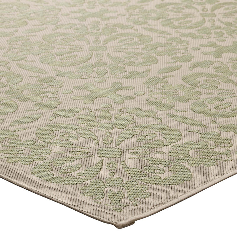 Ariana Light Green and Beige Floral 8' x 10' Synthetic Rug