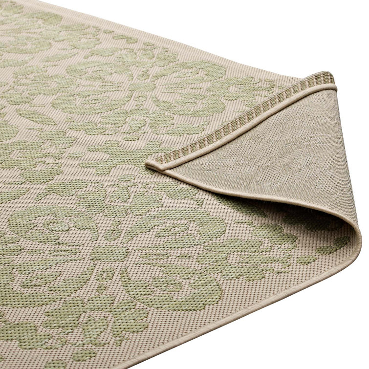 Ariana Light Green and Beige Floral 8' x 10' Synthetic Rug