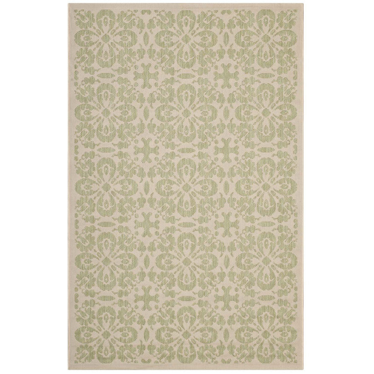 Ariana Light Green and Beige Floral 8' x 10' Synthetic Rug