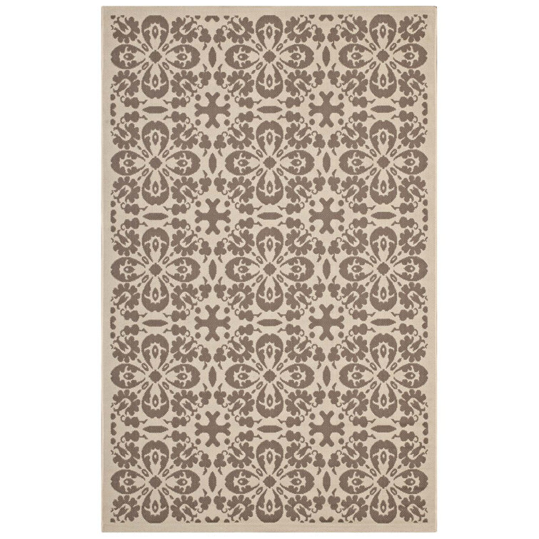 Ariana Light Green and Beige Floral Synthetic Area Rug