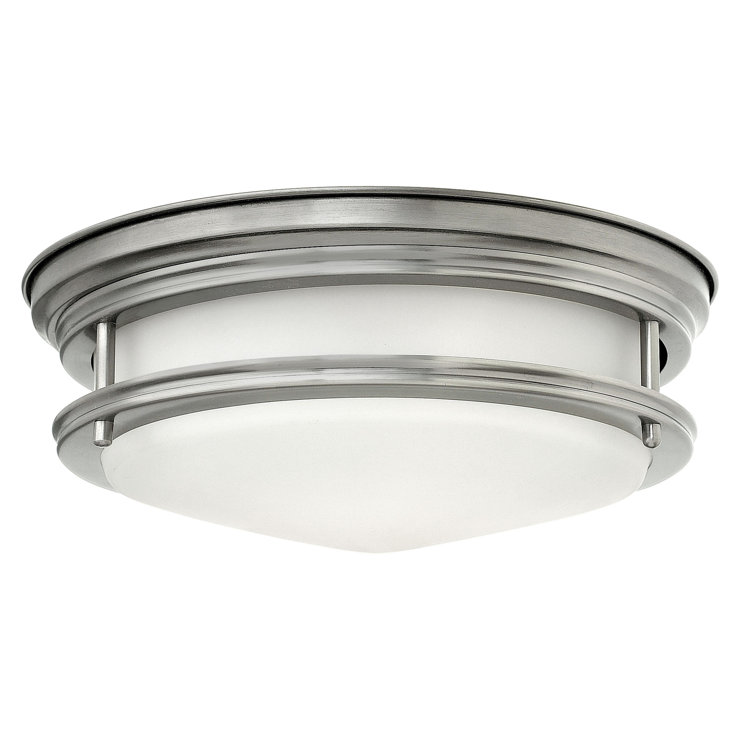 Hadley 2-Light Antique Nickel Flush Mount with Etched Opal Glass