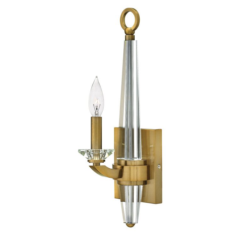 Brushed Caramel Steel 18" Wall Sconce with Crystal Accents