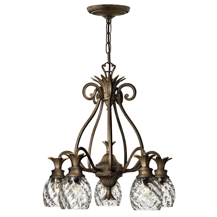 Pearl Bronze 5-Light Chandelier with Clear Optic Glass