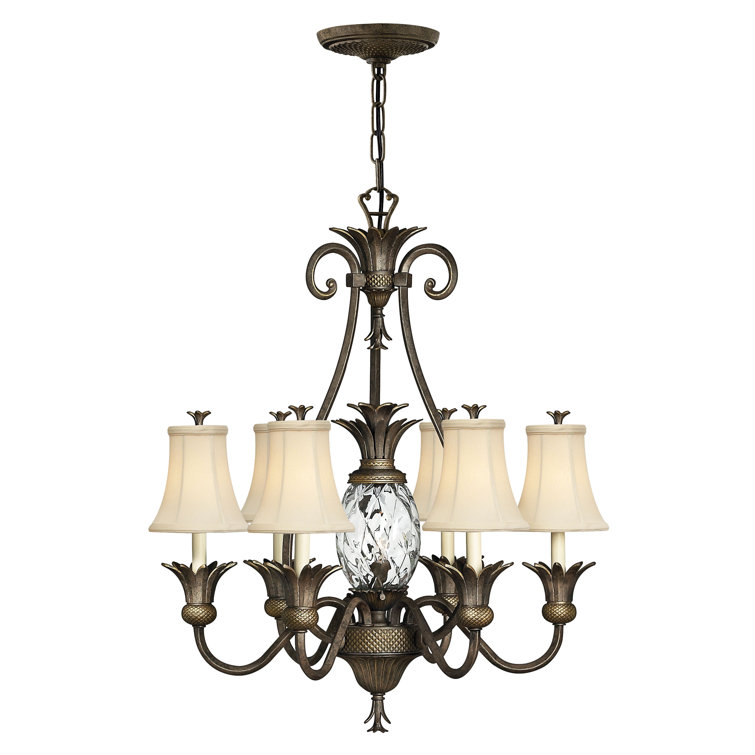 Pearl Bronze 7-Light Chandelier with Ivory Silk Shades