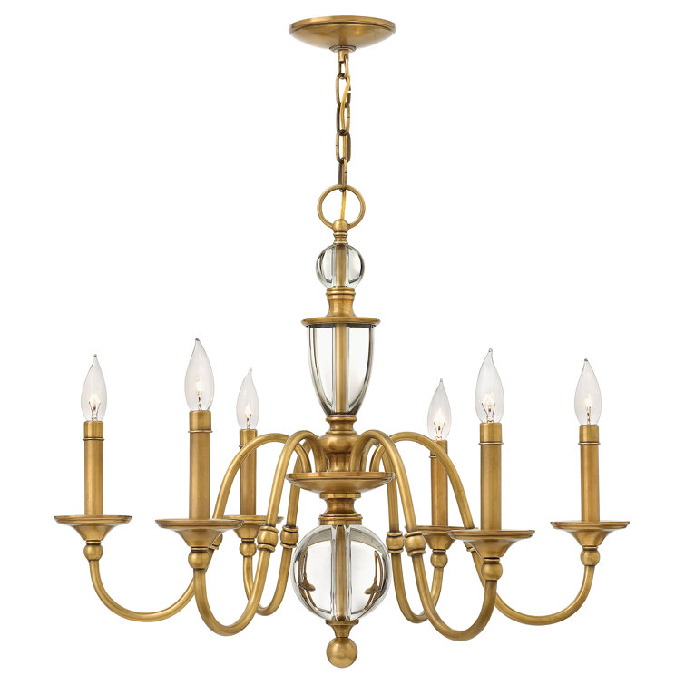 Eleanor Heritage Brass 6-Light Crystal Candle Chandelier