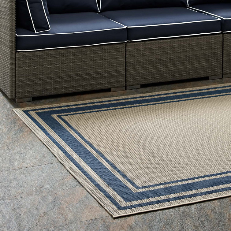 Elegant Gray and Beige Synthetic 8' x 10' Indoor/Outdoor Area Rug