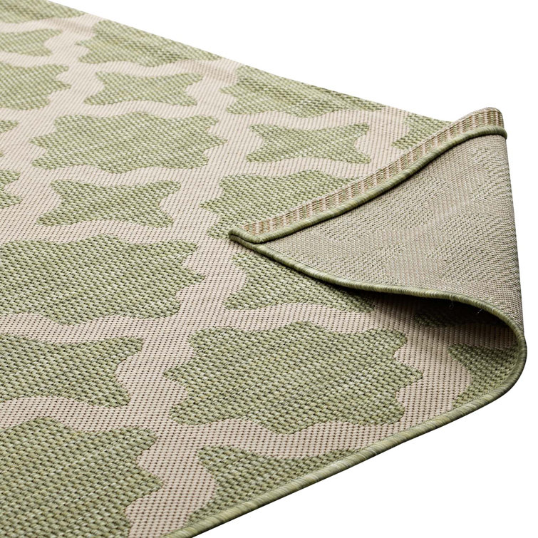 Beige & Light Green 8' x 10' Trellis Synthetic Area Rug