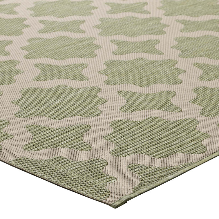 Beige & Light Green 8' x 10' Trellis Synthetic Area Rug
