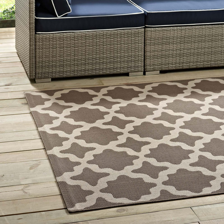 Cerelia Light and Dark Beige Trellis 8x10 Synthetic Area Rug