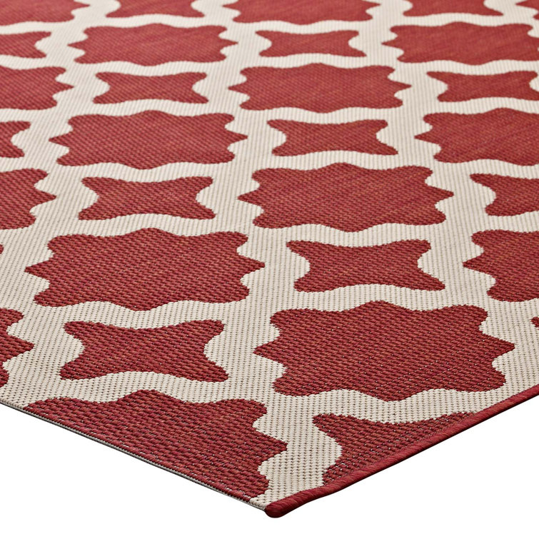 Cerelia Moroccan Trellis 5' x 8' Red and Beige Synthetic Area Rug