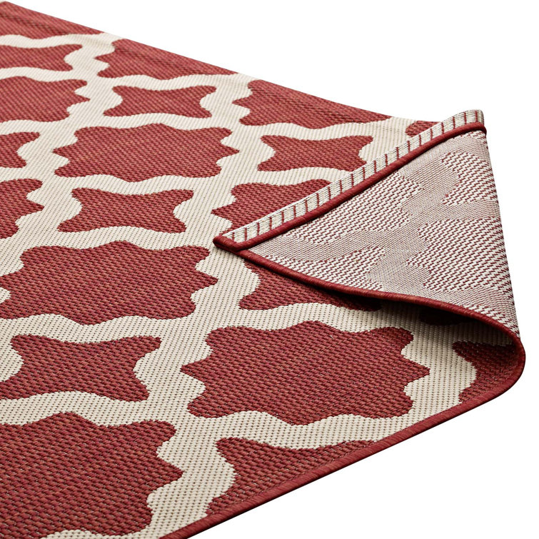 Cerelia Moroccan Trellis 5' x 8' Red and Beige Synthetic Area Rug