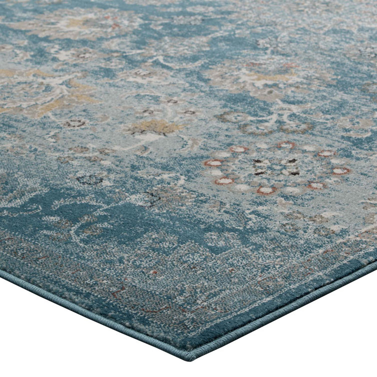 Cynara Distressed Floral Medallion 8x10 Red Beige Synthetic Area Rug