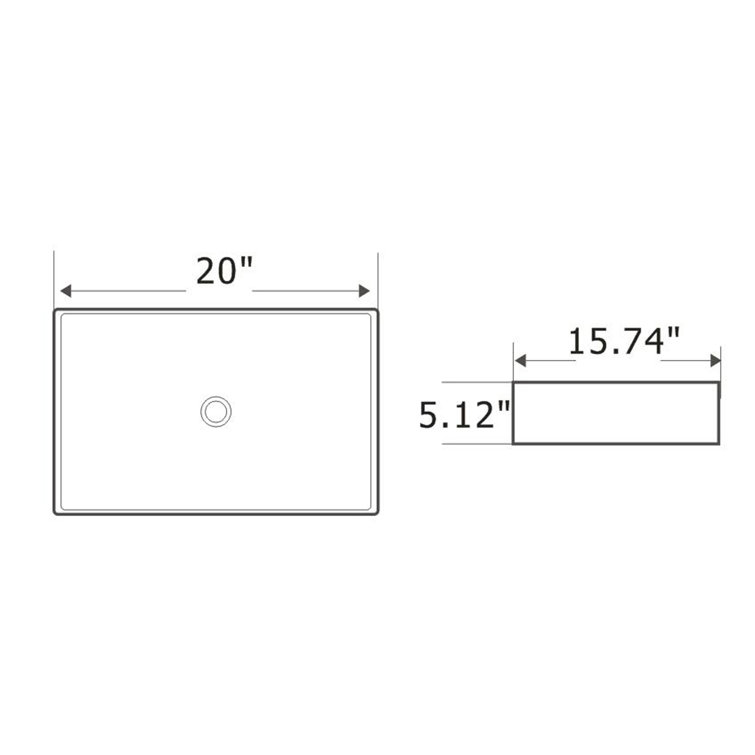 White Ceramic Above-Counter Rectangular Vessel Sink
