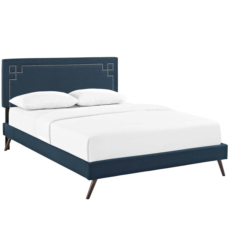 Ruthie Queen White Faux Leather Upholstered Platform Bed