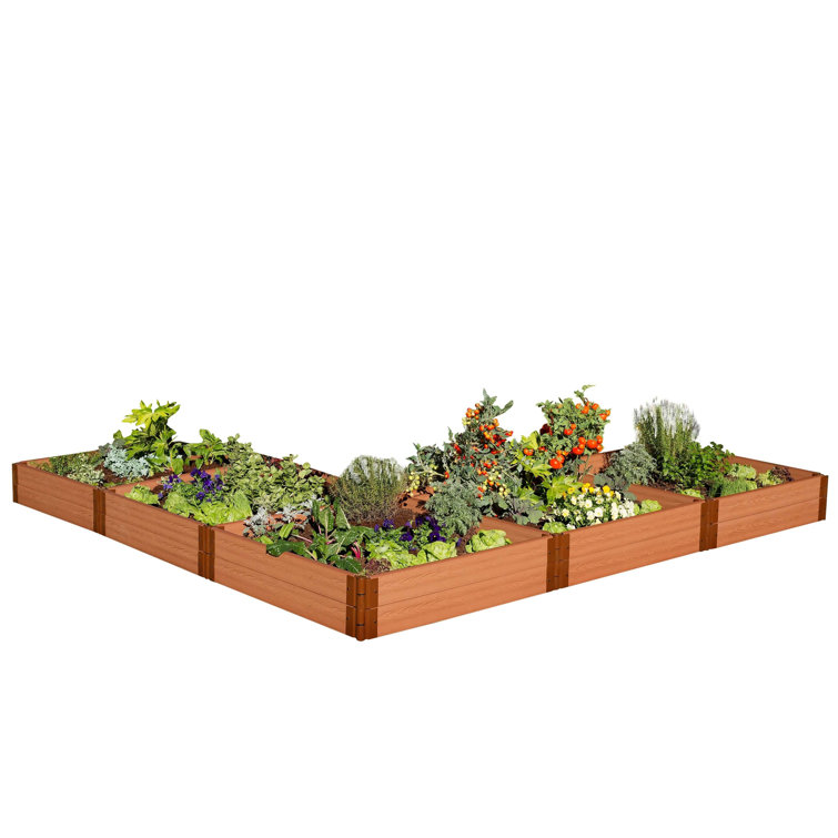 Classic Sienna Composite L-Shaped Raised Garden Bed, 12' x 12' x 11"