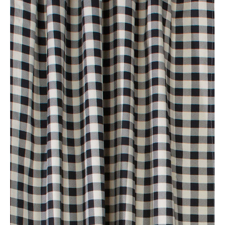 Beige Plaid Cotton Blend Grommet Top Window Valance