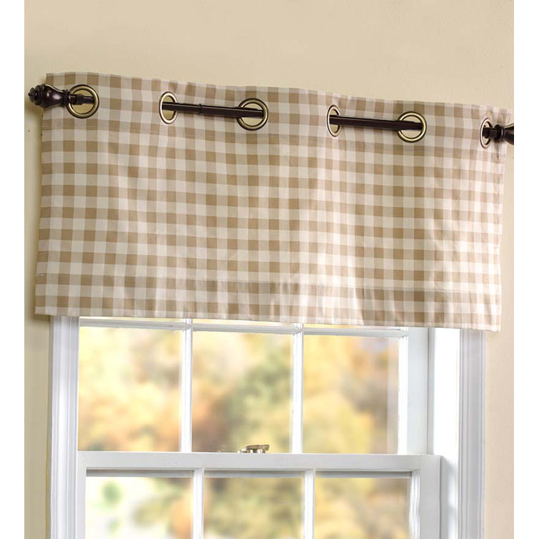 Wheat Plaid Cotton Blend Grommet Top Window Valance