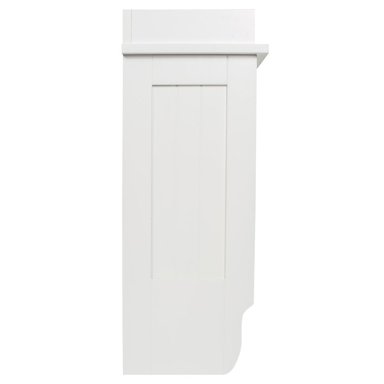 Elevated White Wooden Floating Wall Shelf with Towel Bar
