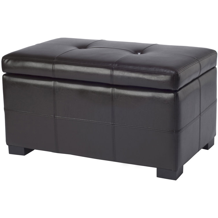 Maiden Black Faux Leather Tufted Storage Bench