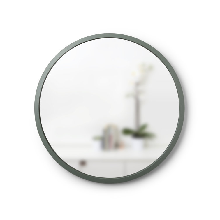 26'' Modern Black Round Wall Mirror with Rubber Frame