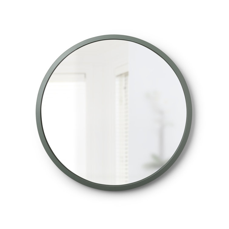 26'' Modern Black Round Wall Mirror with Rubber Frame