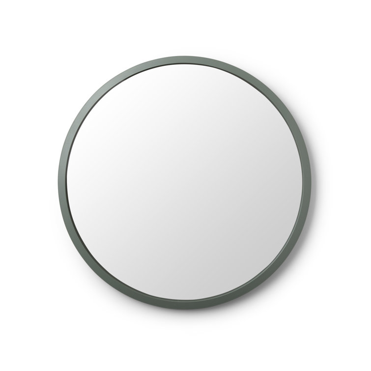 26'' Modern Black Round Wall Mirror with Rubber Frame