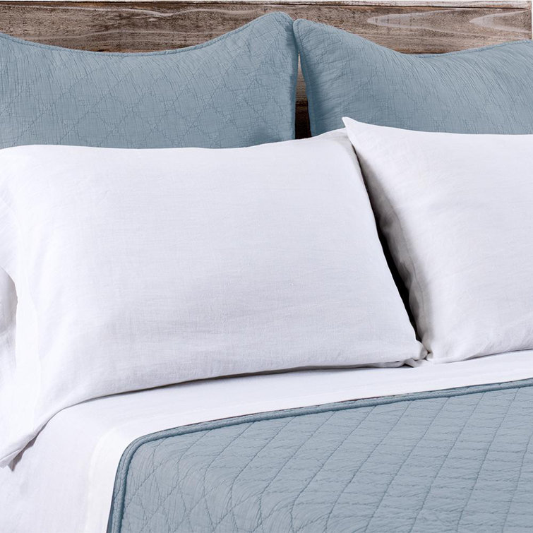 Huntington Dusty Blue Diamond Quilted Queen Cotton Coverlet