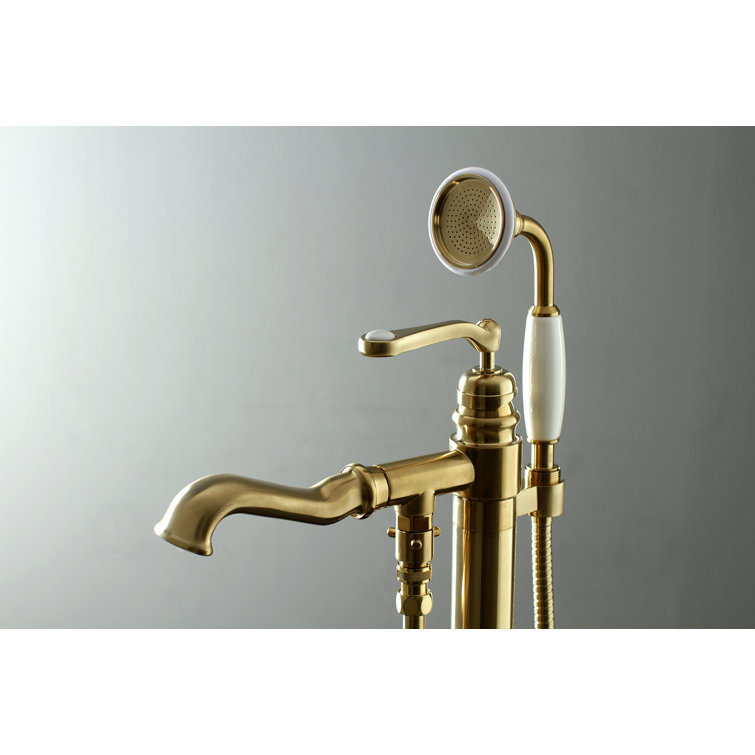 Brushed Brass Freestanding Tub Faucet with Hand Shower