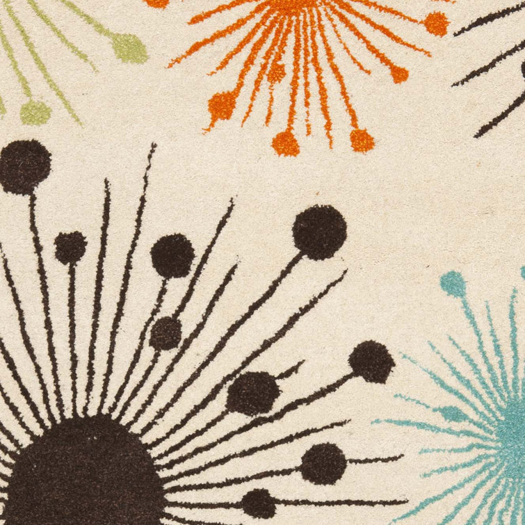 Ivory and Multi Floral Tufted Wool Area Rug