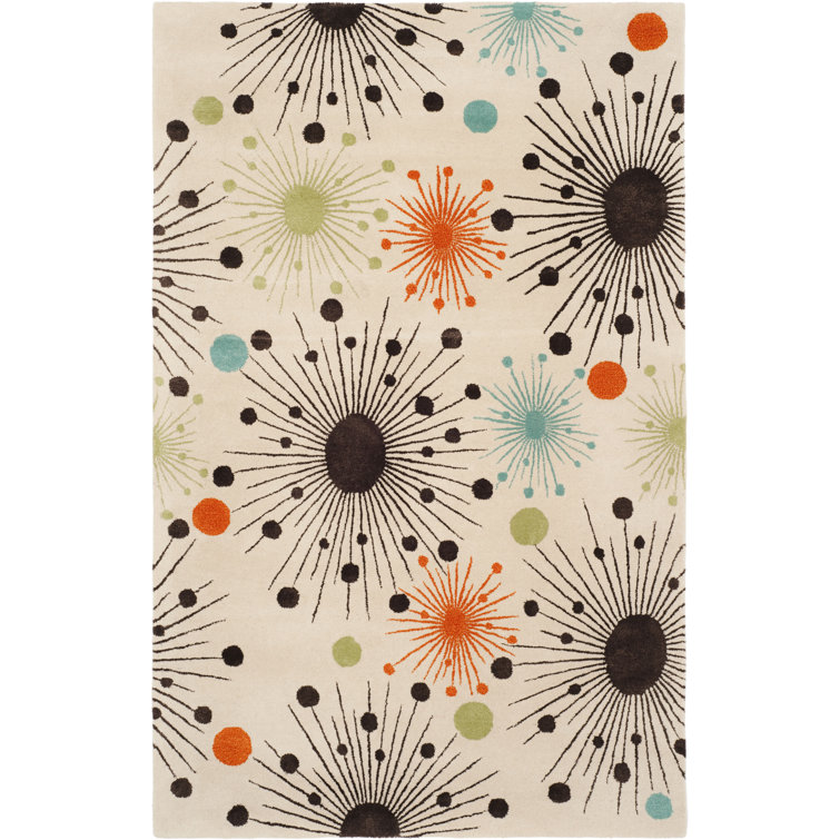 Ivory and Multi Floral Tufted Wool Area Rug