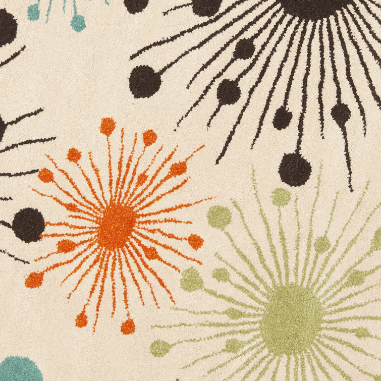 Ivory and Multi Floral Tufted Wool Area Rug