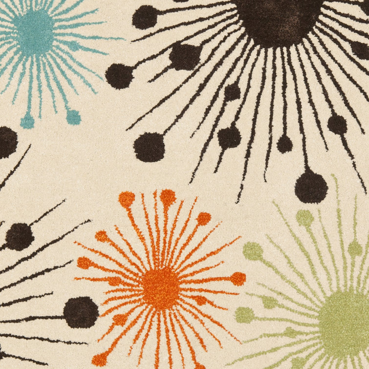 Ivory and Multi Floral Tufted Wool Area Rug