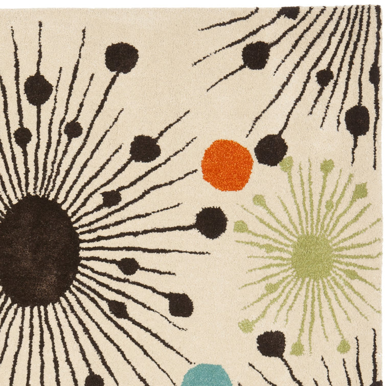 Ivory and Multi Floral Tufted Wool Area Rug