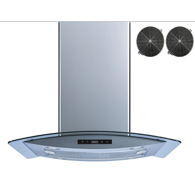 Stainless Steel Convertible Island Range Hood with LED Lights