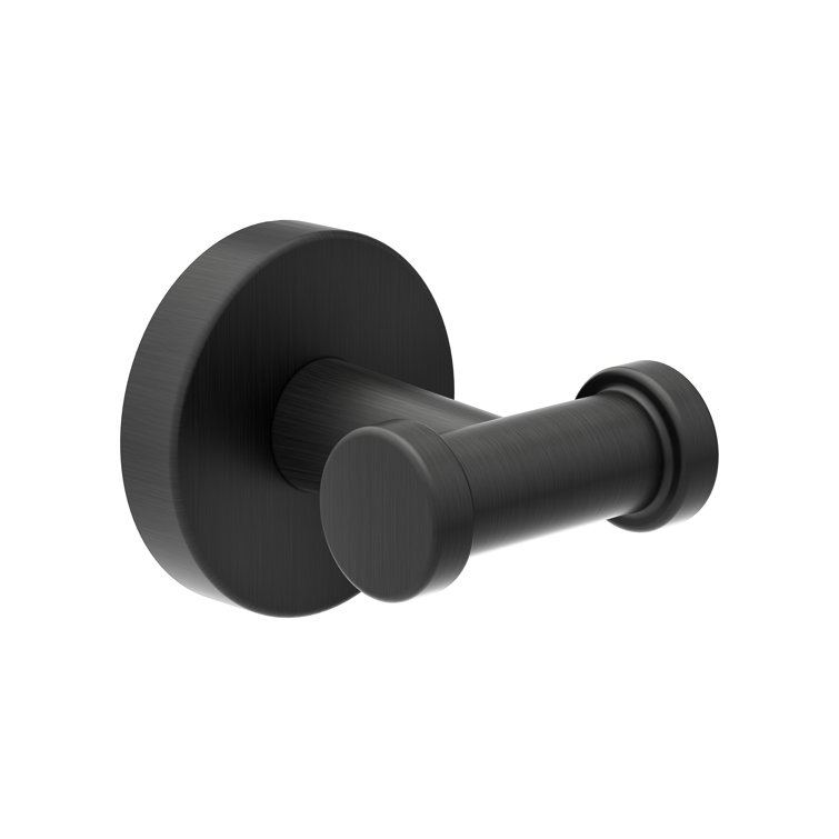 Matte Black Metal Wall-Mounted Double Robe Hook