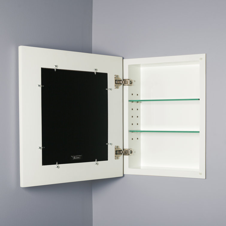 Contemporary White Solid Wood Recessed Medicine Cabinet