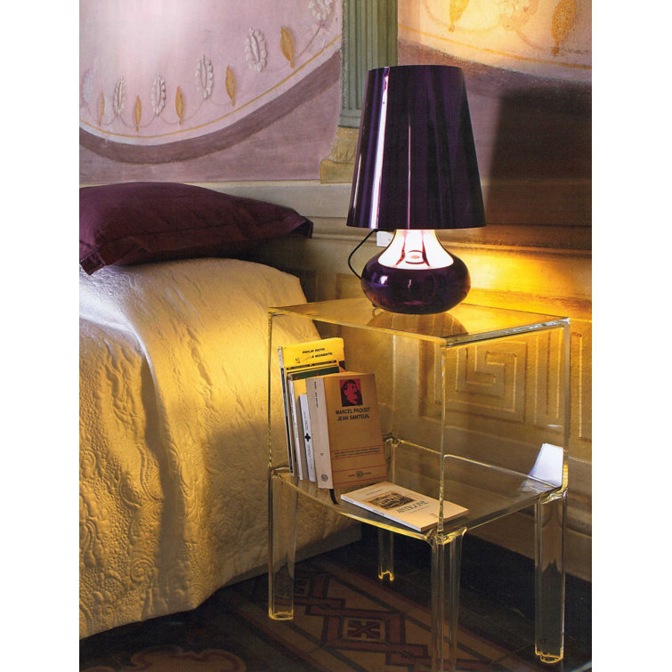 Small Ghost Buster 14.6" Transparent Cube Bedside Table